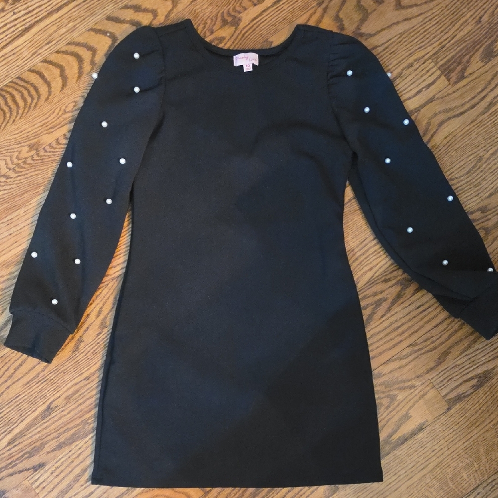 Black Dress with Pearl Accents
